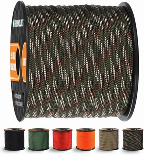 WEREWOLVES 650lb Paracord/Parachute Cord - 9 Strand Paracord Rope - 100', 200' Spools of Parachute Cord, Type III Paracord for Camping, Survival