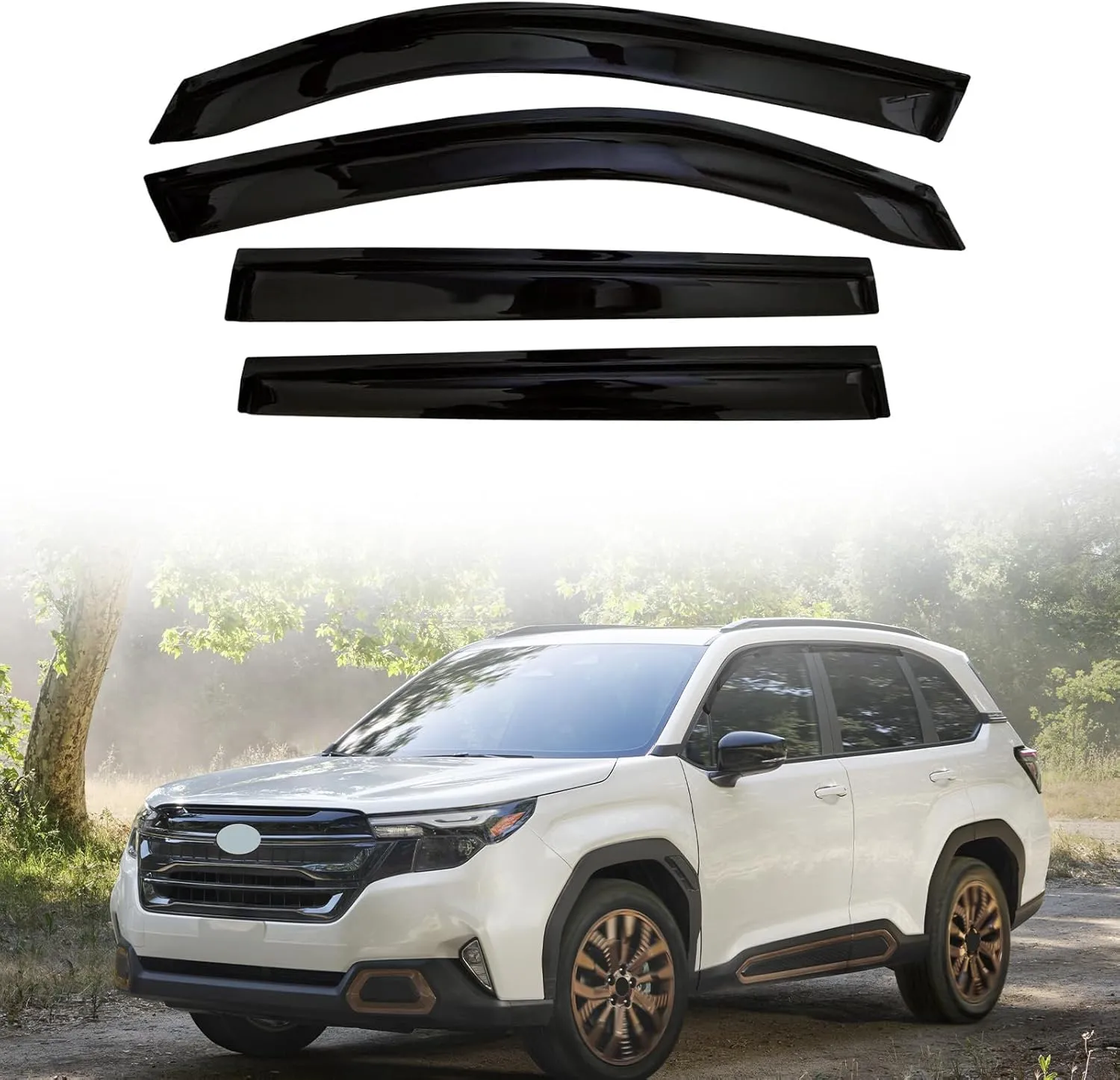 Window Visors Rain Guards Shield for 2025 Subaru Forester, Tape-On Mugen Style, Highly Flexible Window Wind Deflectors Vent Shades for 2025 Forester (4 Pcs)