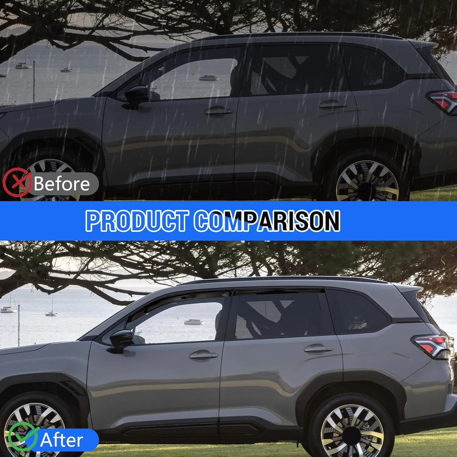 Window Visors Rain Guards Shield for 2025 Subaru Forester, Tape-On Mugen Style, Highly Flexible Window Wind Deflectors Vent Shades for 2025 Forester (4 Pcs)