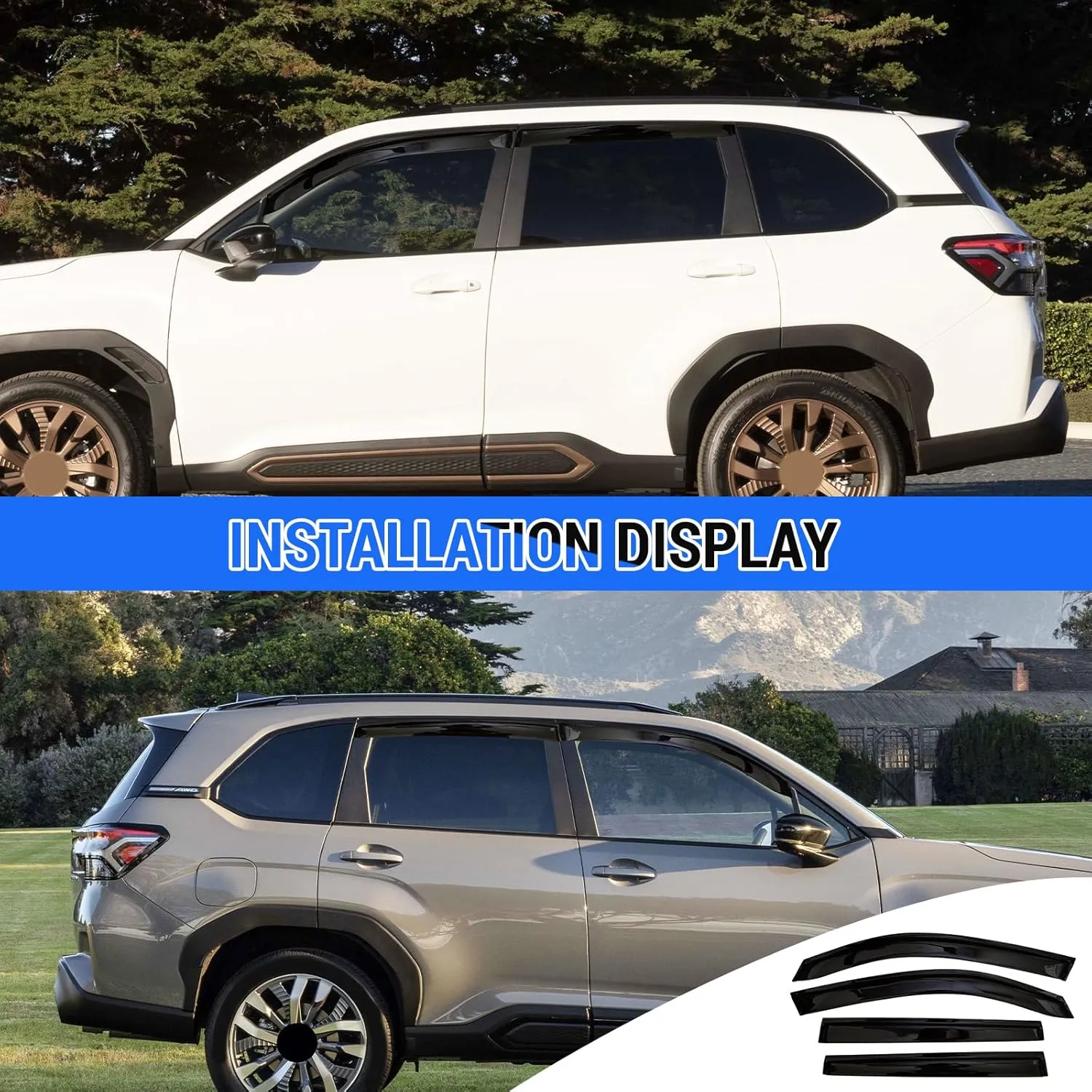 Window Visors Rain Guards Shield for 2025 Subaru Forester, Tape-On Mugen Style, Highly Flexible Window Wind Deflectors Vent Shades for 2025 Forester (4 Pcs)