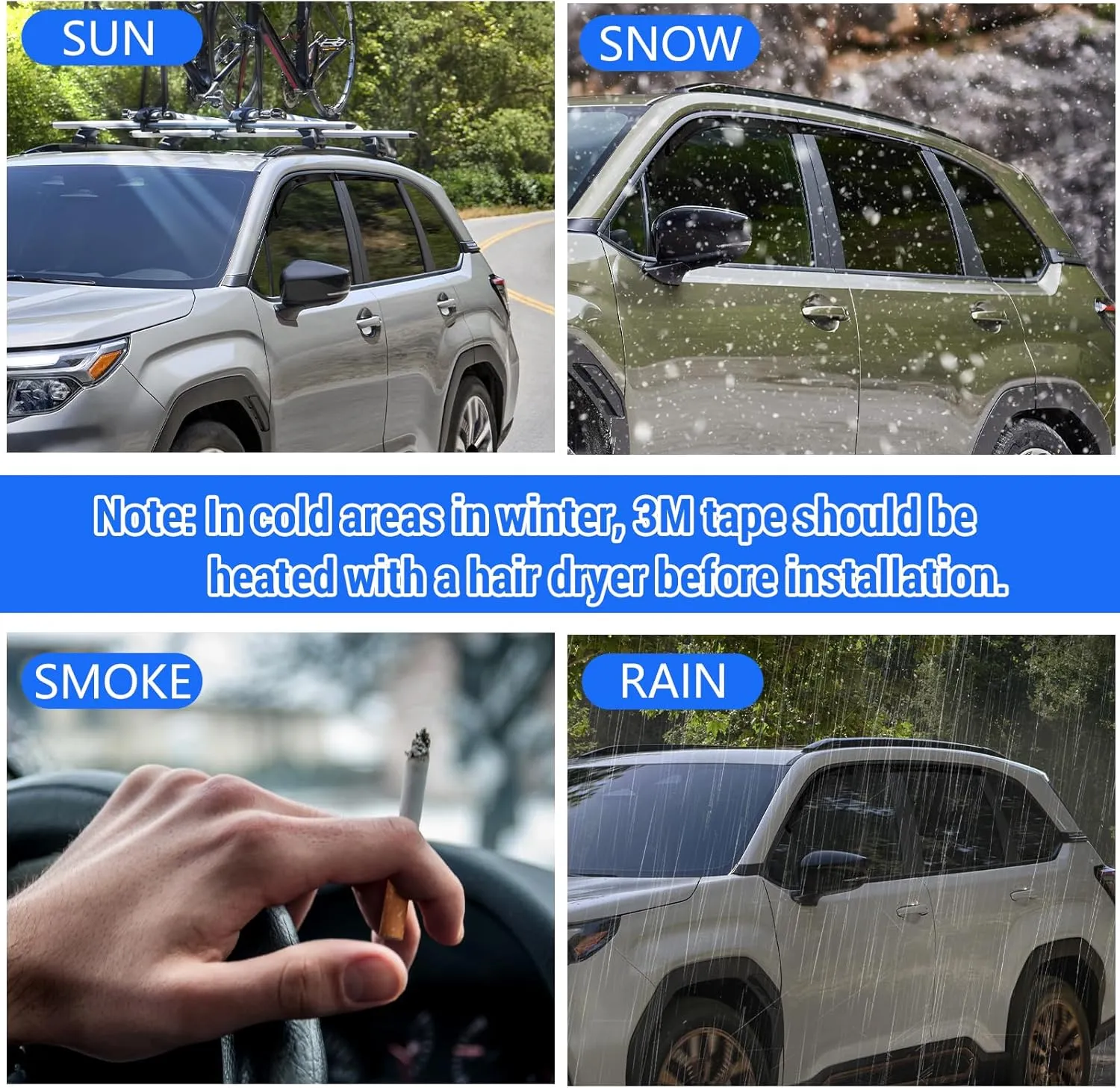 Window Visors Rain Guards Shield for 2025 Subaru Forester, Tape-On Mugen Style, Highly Flexible Window Wind Deflectors Vent Shades for 2025 Forester (4 Pcs)