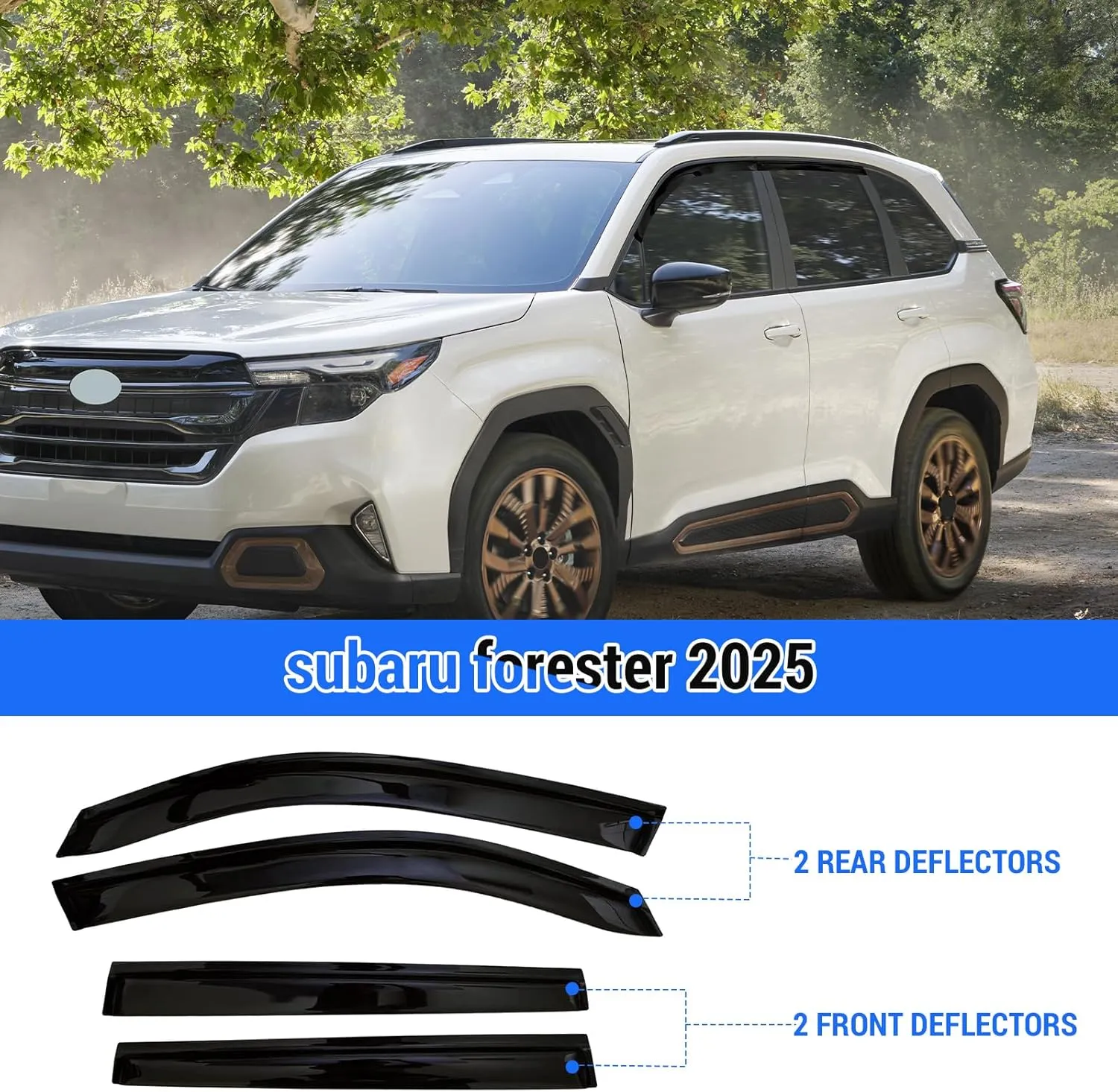 Window Visors Rain Guards Shield for 2025 Subaru Forester, Tape-On Mugen Style, Highly Flexible Window Wind Deflectors Vent Shades for 2025 Forester (4 Pcs)