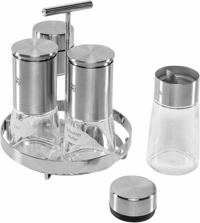 WMF 5 pc Condiment Set Ceramill De Luxe, Stainless Steel, Silver, 17 x 29.9 x 21.5 cm