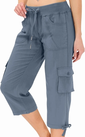 Womens Camo Cargo Pants with Multi Pockets Lightweight Quick Dry Travel Hiking Summer Trousers Drawstring Casual Capris Pants