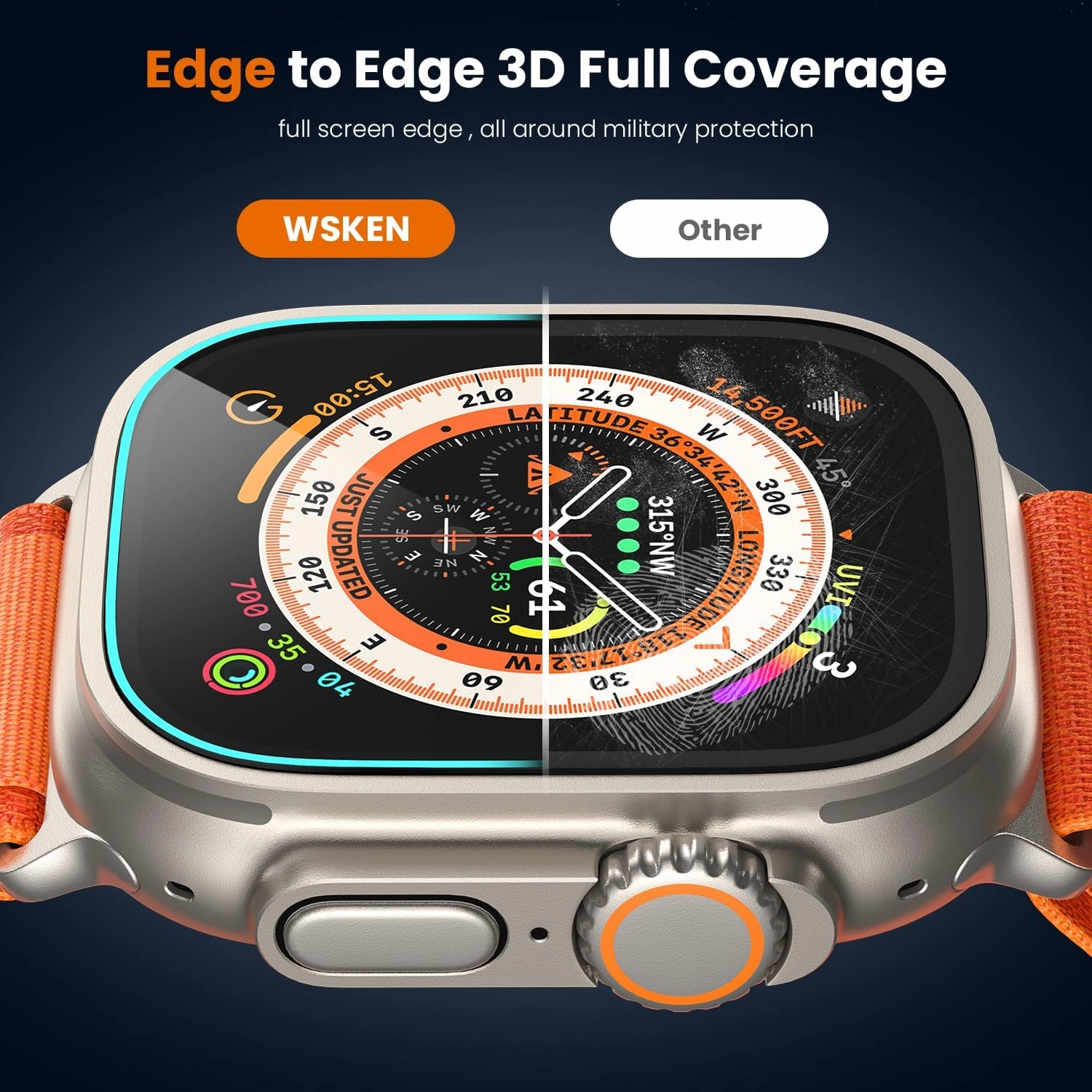 WSKEN for Apple Watch Ultra 2/Ultra Screen Protector 49mm, [Auto-Dust Removal] [Touch Sensitive] Full Coverage HD Tempered Glass Film with Zero-Bubble Dust Clean Installing House for iWatch,2 Pack