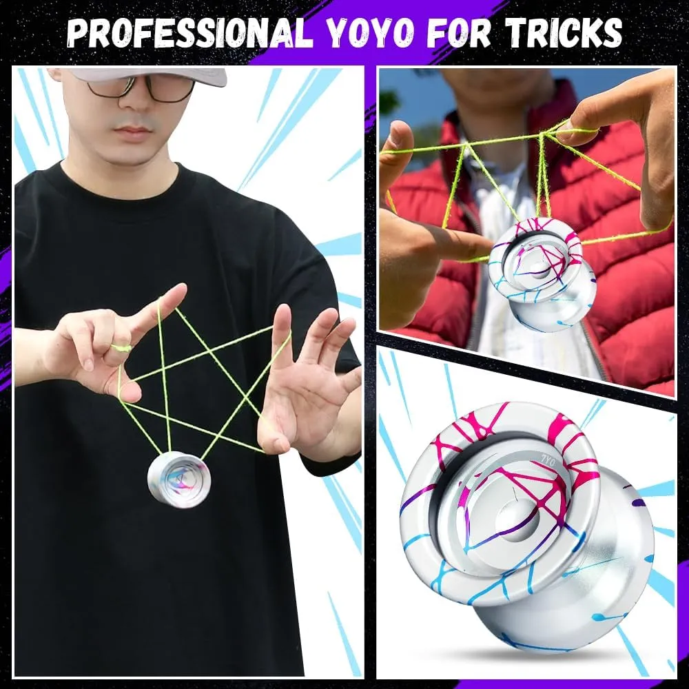 X8 Professional Yoyo for Kids 8-12 Above, Unresponsive Yoyo for Finger Spin Tricks, Metal Responsive Yo-yo for Beginners with 10 Strings, Case, Bearing Kits