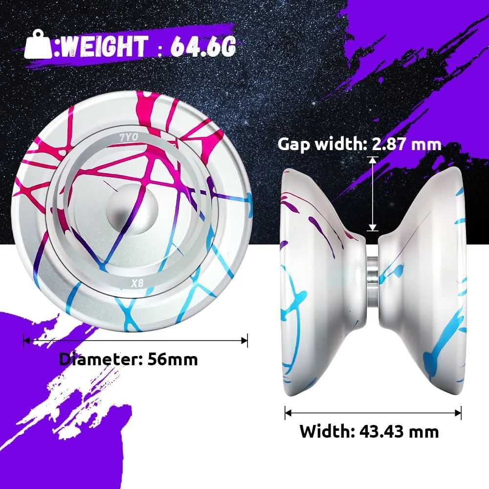 X8 Professional Yoyo for Kids 8-12 Above, Unresponsive Yoyo for Finger Spin Tricks, Metal Responsive Yo-yo for Beginners with 10 Strings, Case, Bearing Kits
