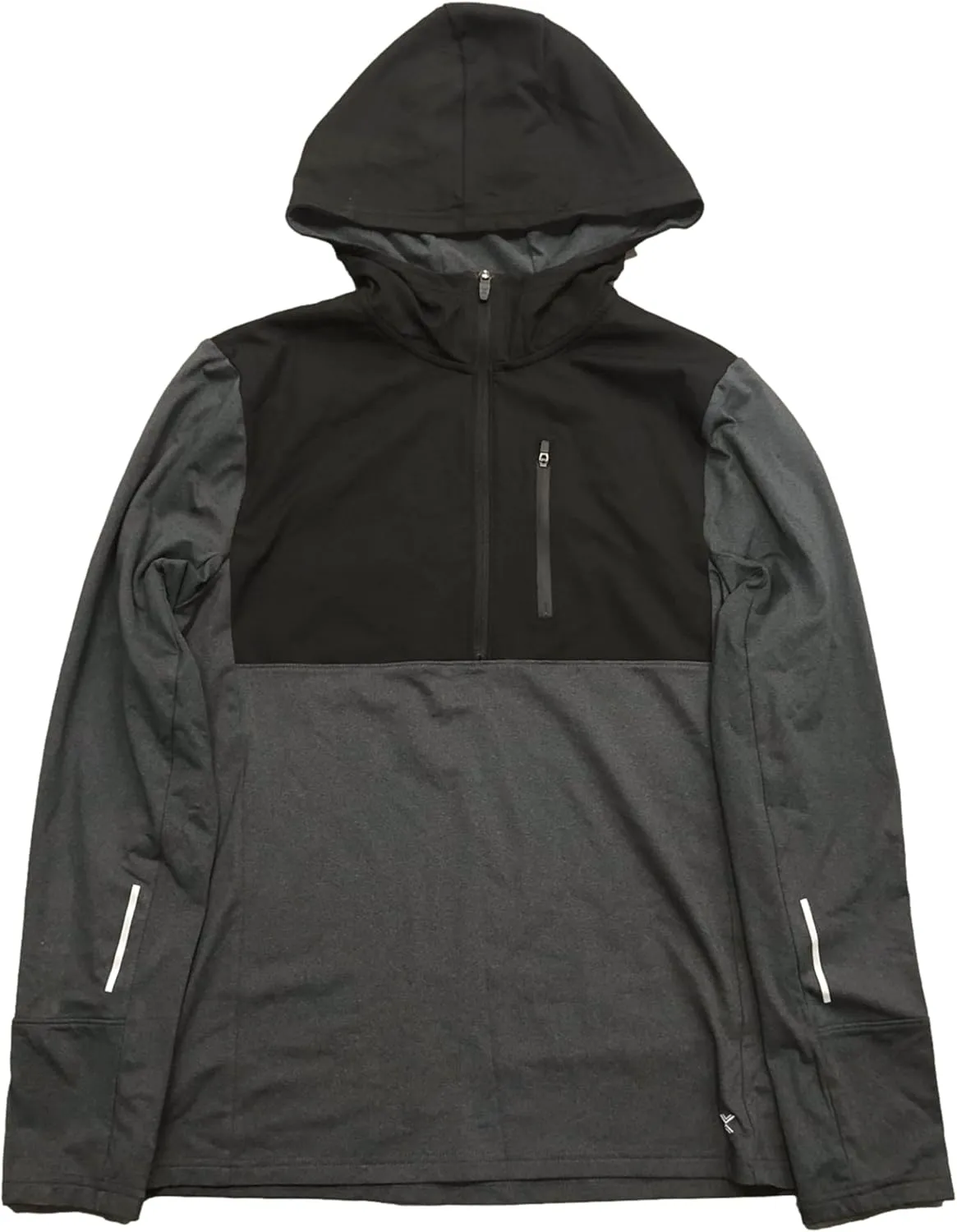 Xersion Mens Lightweight Gray & Black Reflective Hoodie Sweatshirt Jacket