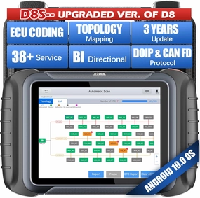 XTOOL D8S Bidirectional Scan Tool 2025 Upgraded Ver. of D8 Scanner, OBD2 Scanner Diagnostic Tool, Topology Mapping, ECU Coding, 38  Resets, FCA, CAN FD&DoIP, All System Scanner for Car, 3-Year Update