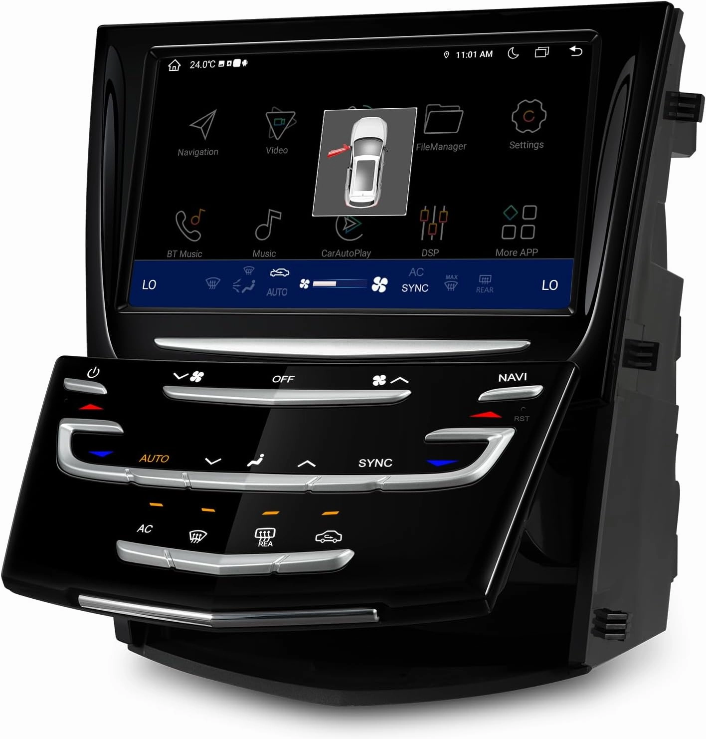 XTRONS 8 Inch Android 14 Car Stereo for Cadillac ATS SRX XTS CTS with Motorized Faceplate Storage Compartment, IPS Touch Screen 4 64GB Global 4G GPS Navigation Support Wireless Car Play Android Auto