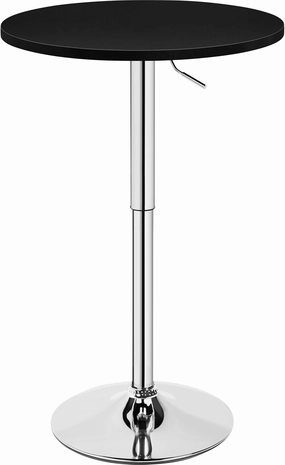 Yaheetech Round Bar Table, Adjustable Height and 360° Swivel Pub Tables, Cocktail Table with MDF Top, Silver Leg Base for Bar, Bistro, Café, Black