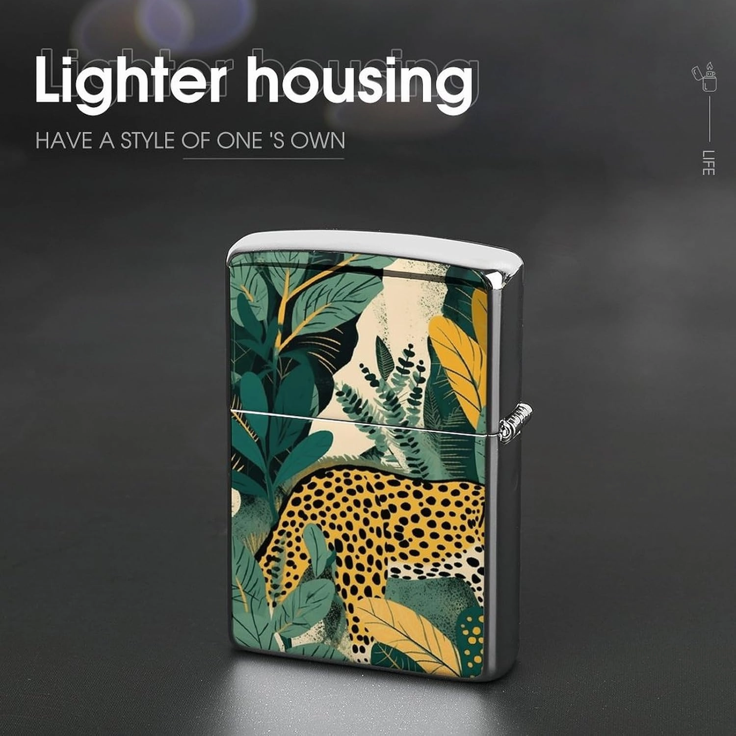 Yellow and Dark Green Lighter Case Waterproof Lighter Sleeve Lighters Protective Cover with Graffiti Design