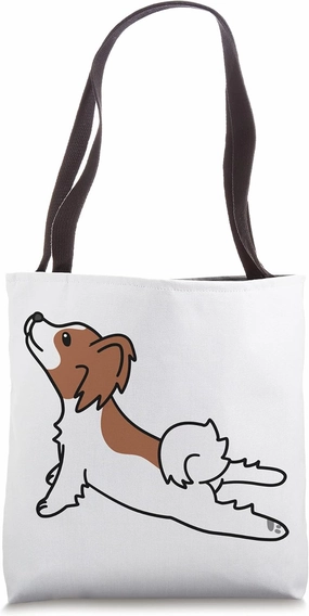 Yoga Papillon Dog Tote Bag