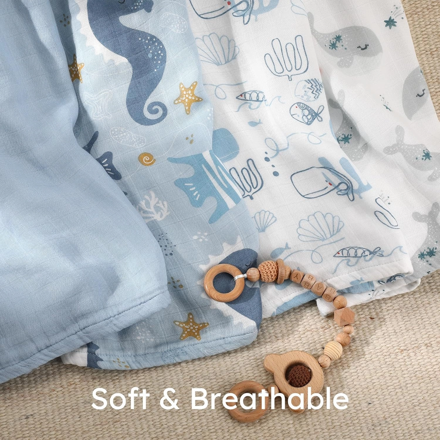 Yoofoss Muslin Swaddle Blankets, 4-Pack Receiving Blankets for Baby Boys and Girls, 47 x 47 Inches Baby Swaddle Neutral Wrap 70% Rayon from Bamboo and 30% Cotton