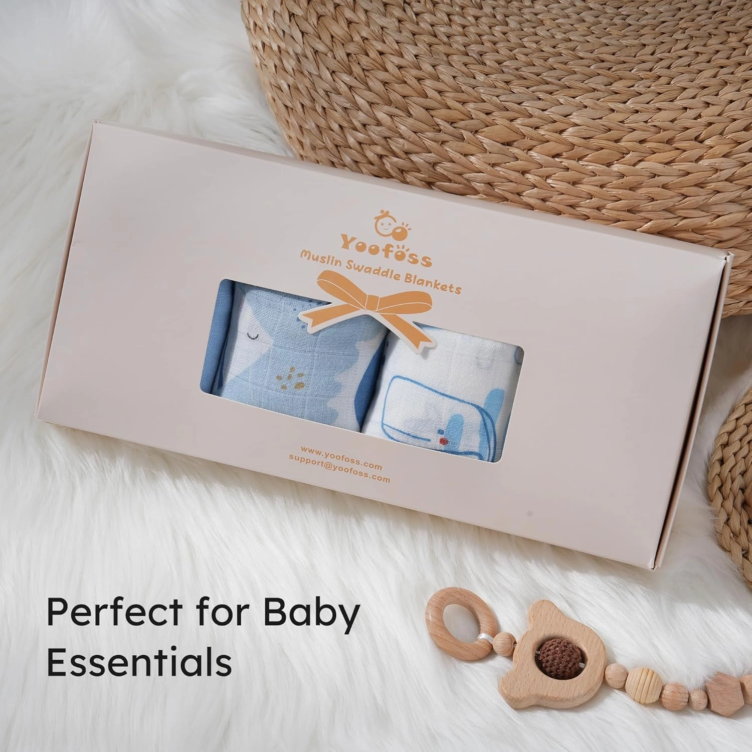 Yoofoss Muslin Swaddle Blankets, 4-Pack Receiving Blankets for Baby Boys and Girls, 47 x 47 Inches Baby Swaddle Neutral Wrap 70% Rayon from Bamboo and 30% Cotton
