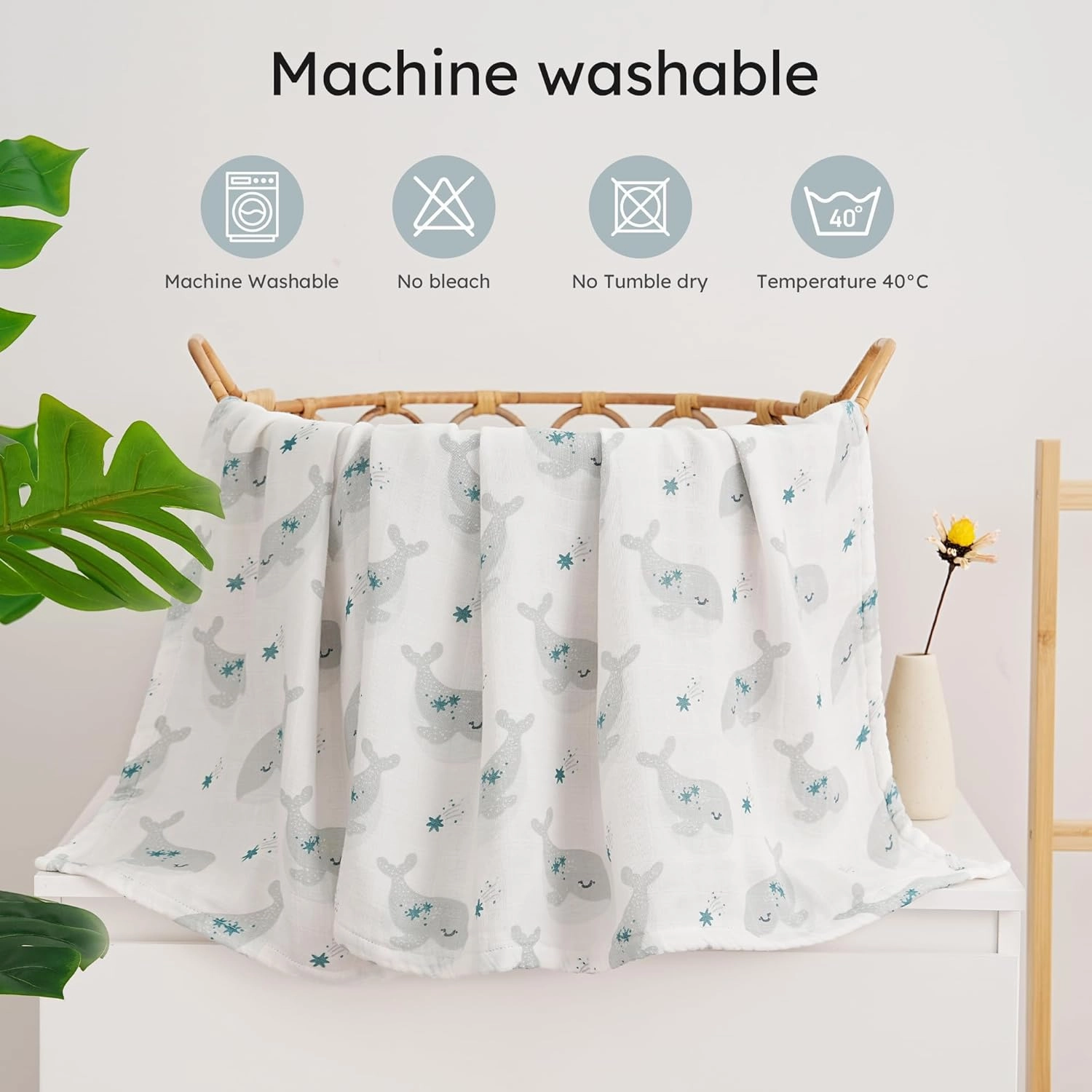Yoofoss Muslin Swaddle Blankets, 4-Pack Receiving Blankets for Baby Boys and Girls, 47 x 47 Inches Baby Swaddle Neutral Wrap 70% Rayon from Bamboo and 30% Cotton