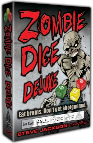 Zombie Dice Deluxe Dice Game, Adults and Family, Fast Pace Dice Game, Zombie Apocalypse Theme, Ages 10 , For 2 Players, Average Play Time 10-20 Minutes, From Steve Jackson Games,Red